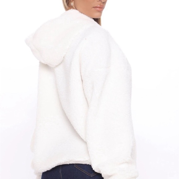 White Faux Fur Sherpa Pullover Hoodie - Picture 12 of 12